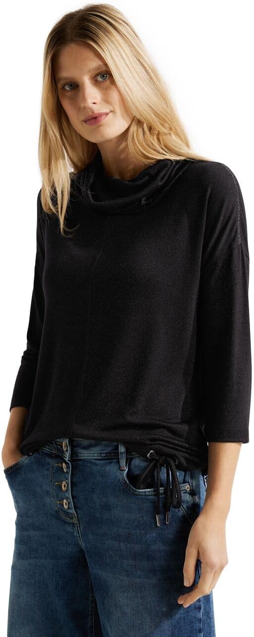Cecil Damen T-Shirt 3/4 Arm XXL Schwarz, XXL Schwarz