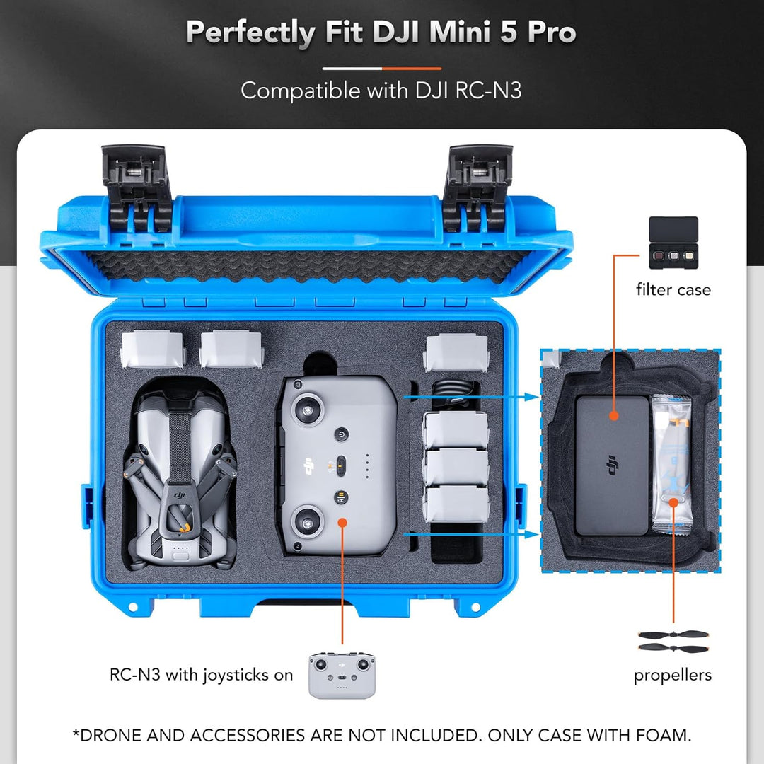 Lykus Titan MM510 Wasserdicht Tasche/Koffer/Case für DJI Mini 5 Pro und RC2/RC-N3,Unterstützt 7 Akku