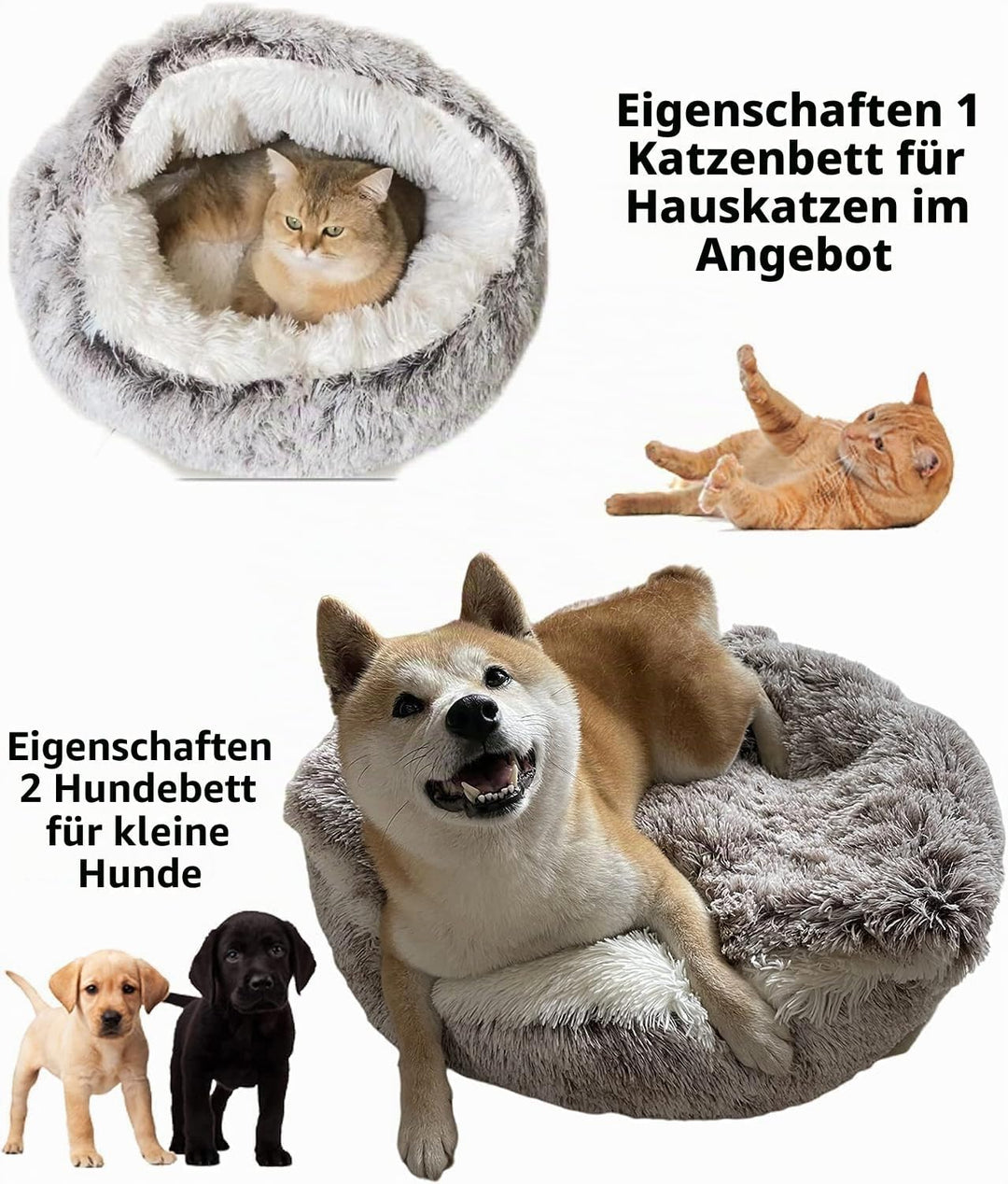 Flauschig Hundebett Muschelform Katzenbett Warm Tierbett Haustierbett Waschbar Hundesofa Katzensofa