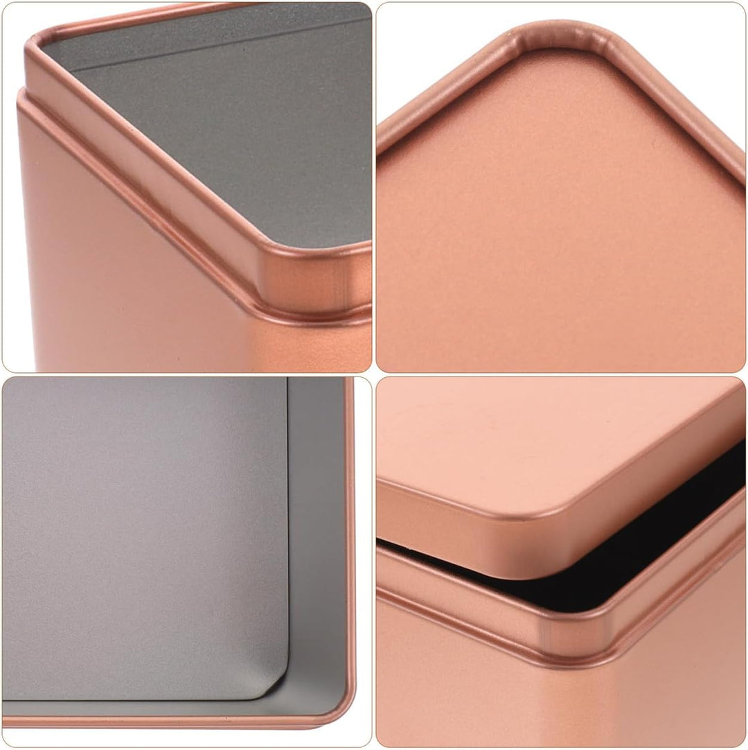 NOLITOY Blechdose 2 Stück Metall Dose Deckel Gold Rechteck Box Tee Kekse Geschenk Party Deko Fest Zu