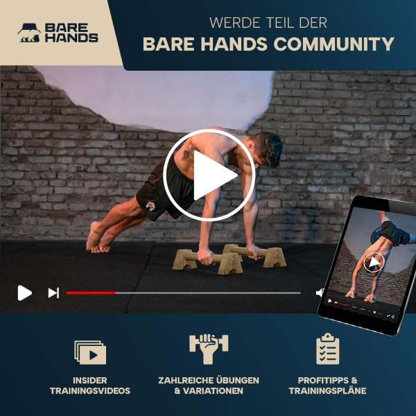 BARE HANDS Liegestützgriffe – 2x gelenksschonende & rutschfeste Holz Liegestützgriffe – Calisthenics