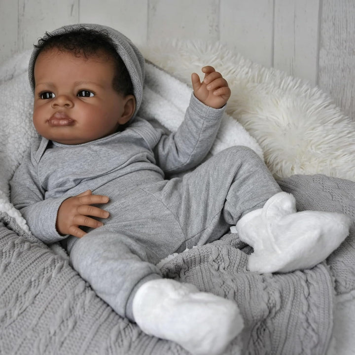 Zero pam 50 cm Reborn Baby Puppe Schwarze,Reborn Baby Junge Vollsilikon Lebensecht Anatomisch Korrek