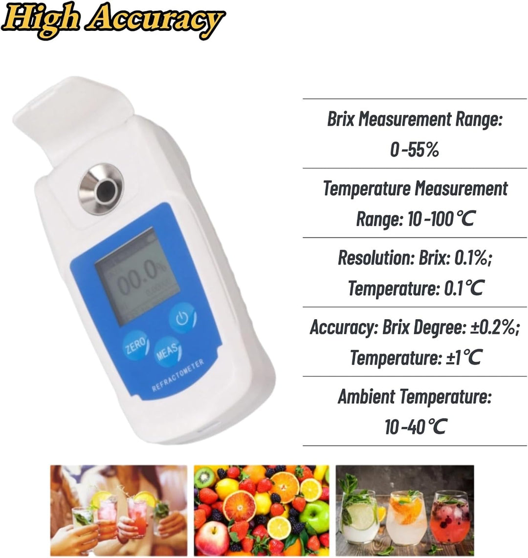 Digitales Brix-Refraktometer, Brix-Tester 0-55% Einfach zu bedienende, empfindliche Reaktion für Saf