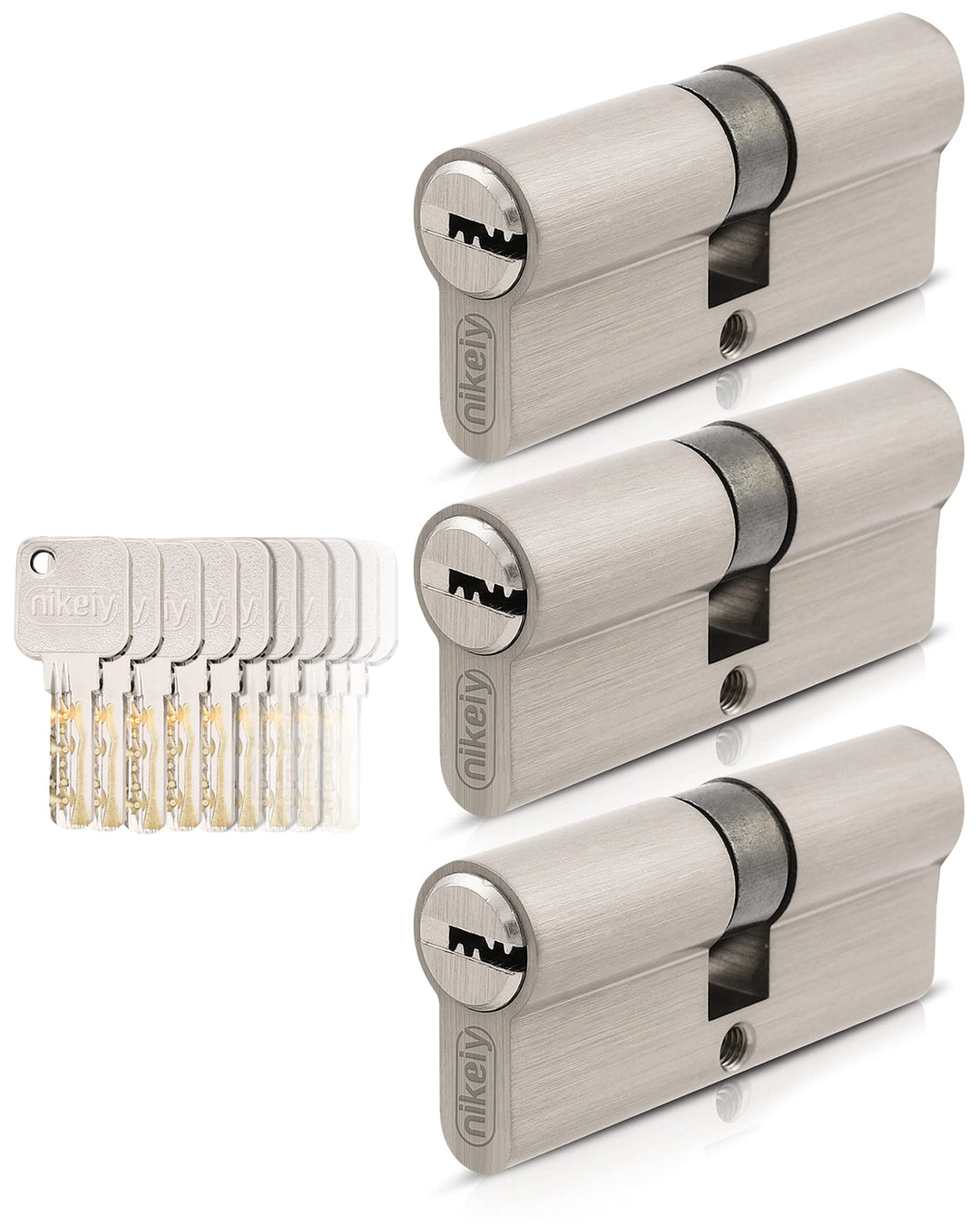 GERCAR Pro 3x Schliesszylinder 45/45 gleichschliessend Set 3 Profilzylinder inkl. 15 Schlüssel - 90