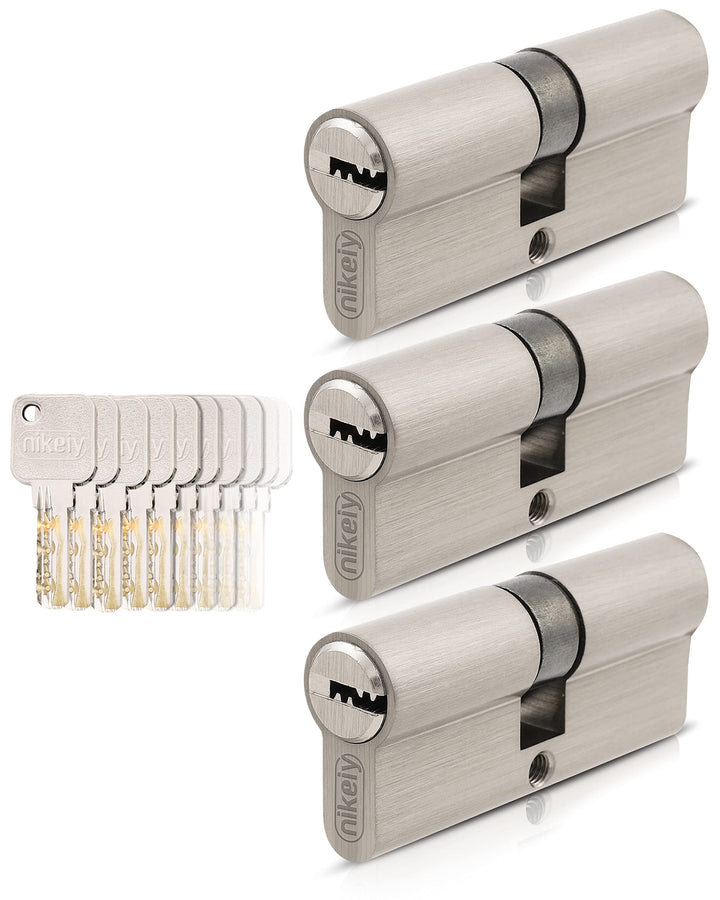 GERCAR Pro 3x Schliesszylinder 45/45 gleichschliessend Set 3 Profilzylinder inkl. 15 Schlüssel - 90