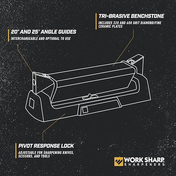 WORK SHARP® Benchstone Knife Sharpener - Profi Messer-Schleifstein mit Winkel-Hilfe 20° & 25° - Outd