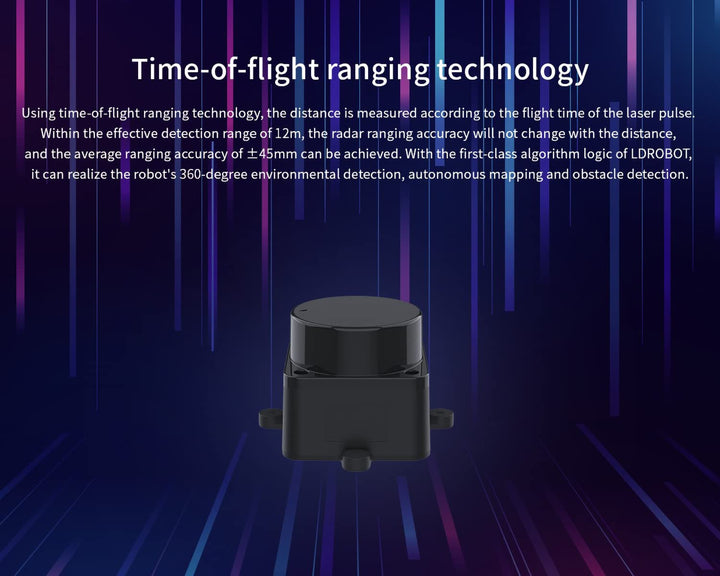 InnoMaker Extra-Small Size Lidar DTOF Radar 360 Degree 12 Meter Radius Scanning 25000 Lux Resistance