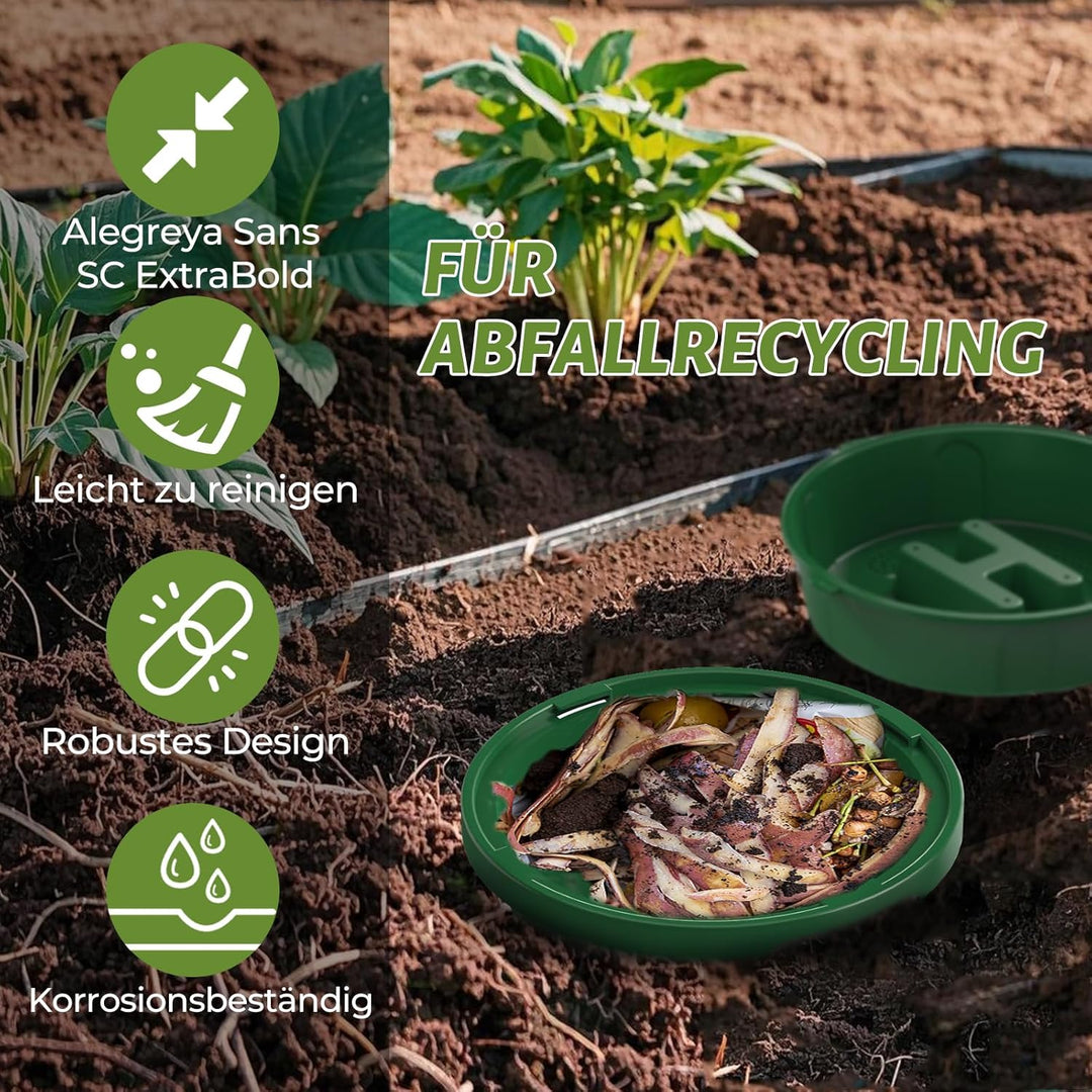 Unterirdischer Wurmkomposter, 2er-Pack 8L Beetkomposter zum Eingraben, für Garten & Hochbeet, kompos