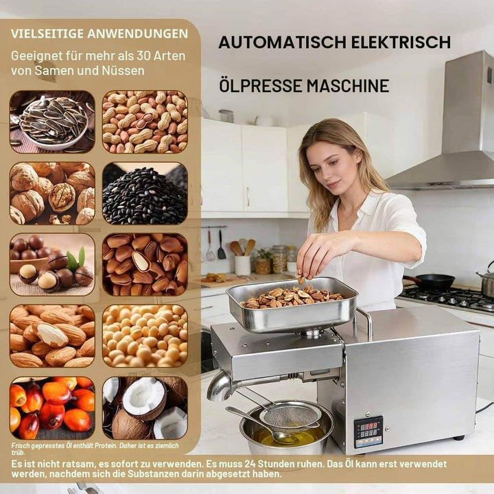 Elektrische Ölpresse, automatische Ölpresse, Heiss-/Kalt-Extraktor aus Edelstahl, Bio-Öl-Extraktor f