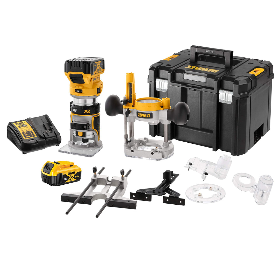 DEWALT DCW 604 P2 Akku Kombifräse 18V 55 mm + 2x Akku 5,0Ah + Ladegerät + TSTAK Single, Single