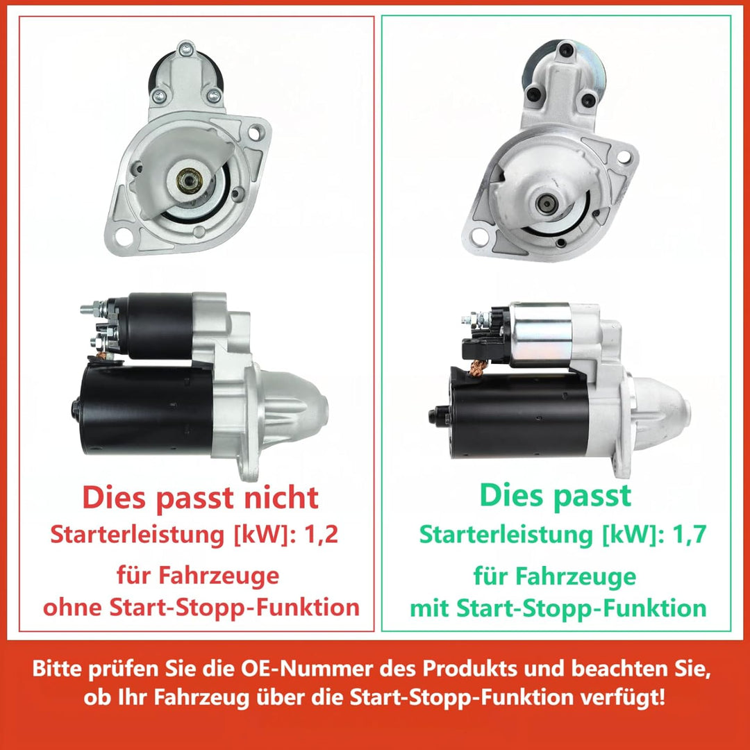 Frankberg Anlasser Starter Kompatibel mit 3er E90 316 318 320 2007-2011 1er E81 E87 116 118 120 2006