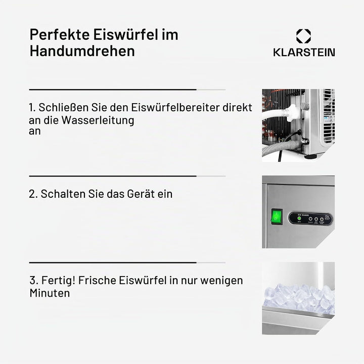 Klarstein Powericer XXL - Profi Eiswürfelmaschine, Eiswürfelbereiter, Ice Maker, 25 kg / 24 h,160 W,