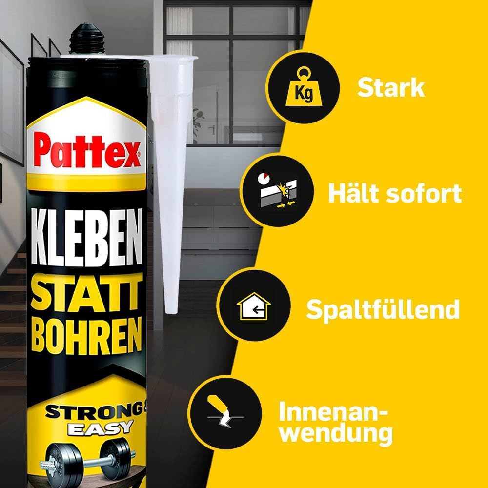 Pattex Kleben statt Bohren, Kartusche, weiss, 6x 400g | Universeller Montagekleber für den Innenbere