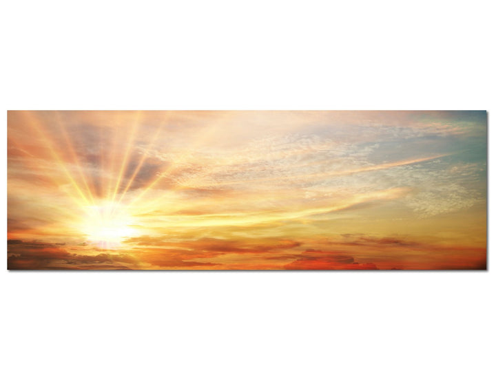 Paul Sinus Art Panoramabild auf Leinwand und Keilrahmen 120x40cm Himmel Wolkenschleier Sonnenaufgang