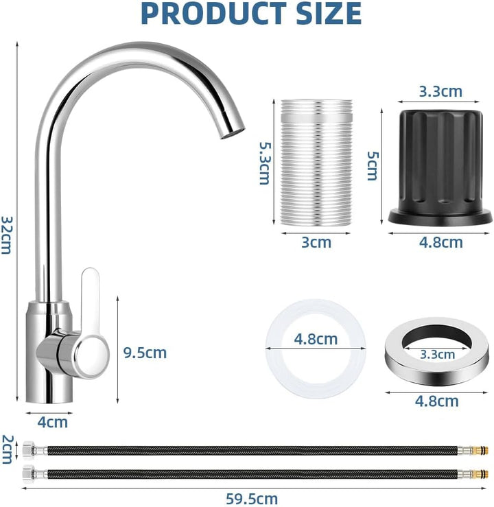 Flintronic Wasserhahn Küche, Spültischarmatur mit Wasserspar Aerator, Mischbatterie Küche 360° Schwe