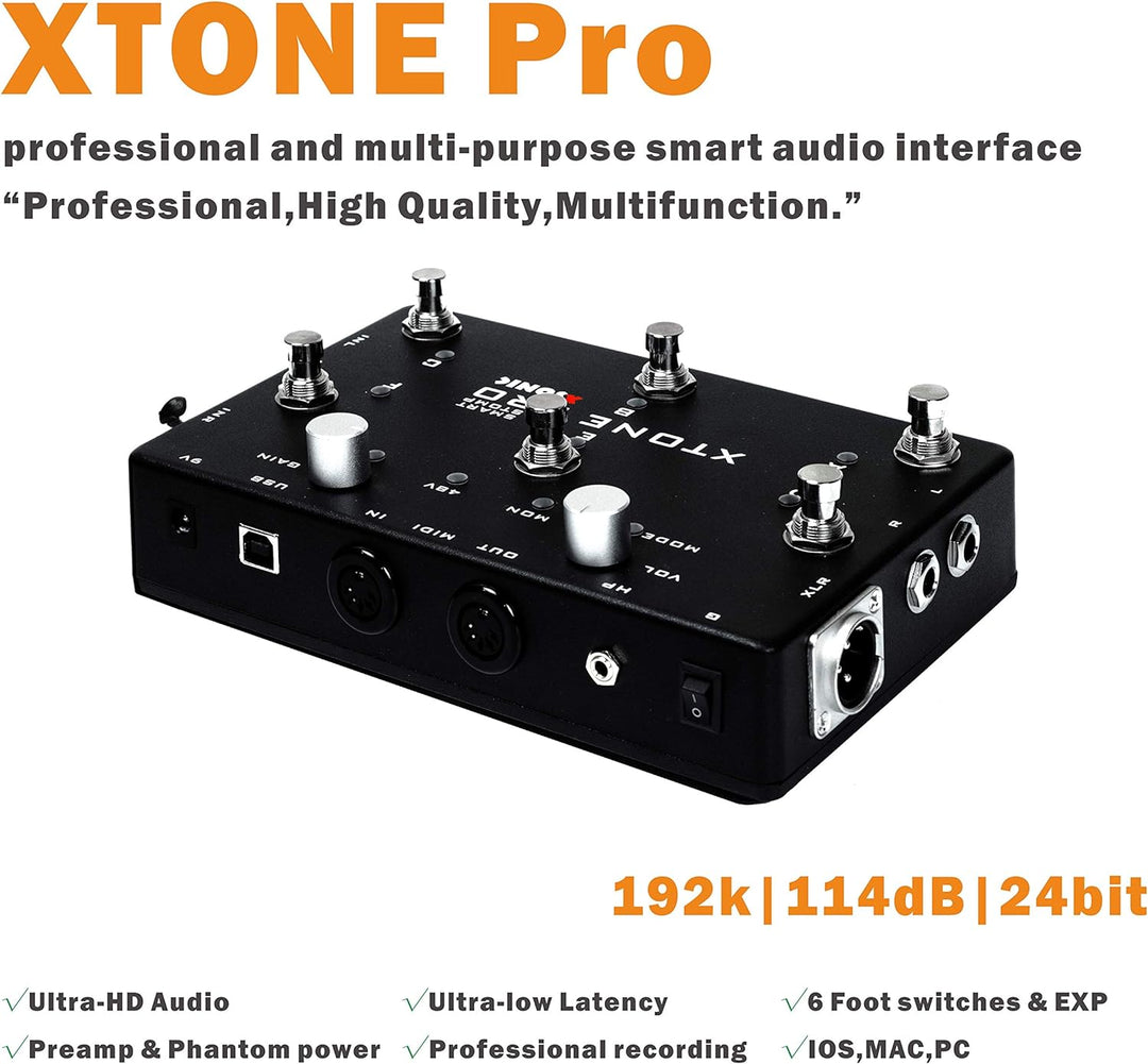 Xtone Pro Professionelles mobiles Audio-Interface mit extrem niedriger Latenz, 192 kHz und 114 dB, 2