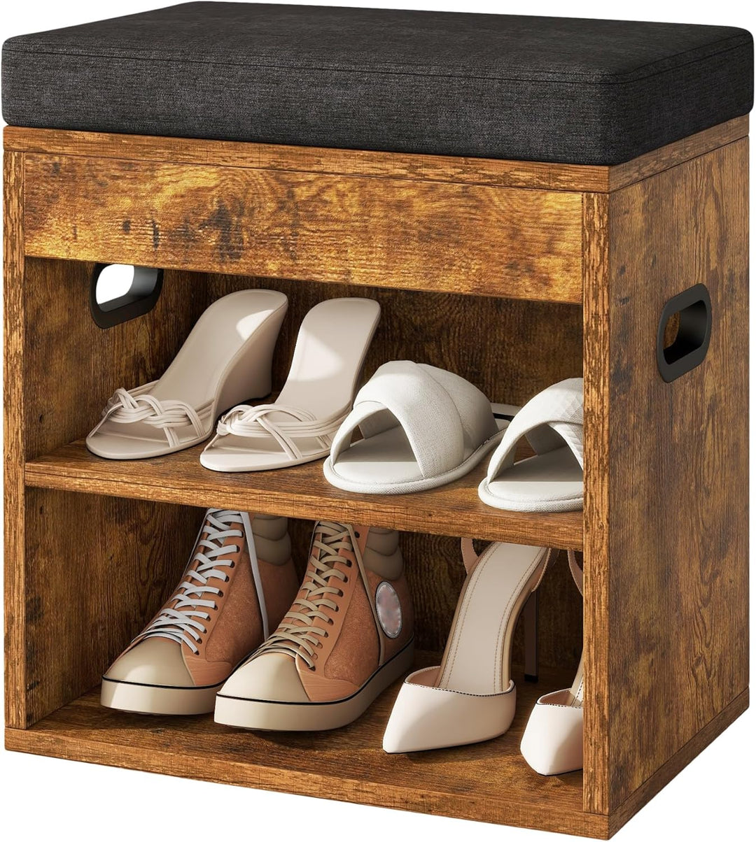 YMYNY Schuhbank mit Sitzfläche und Schublade, 2-Stufig Schuhschrank mit sitzbank, Schuhregal Klein m