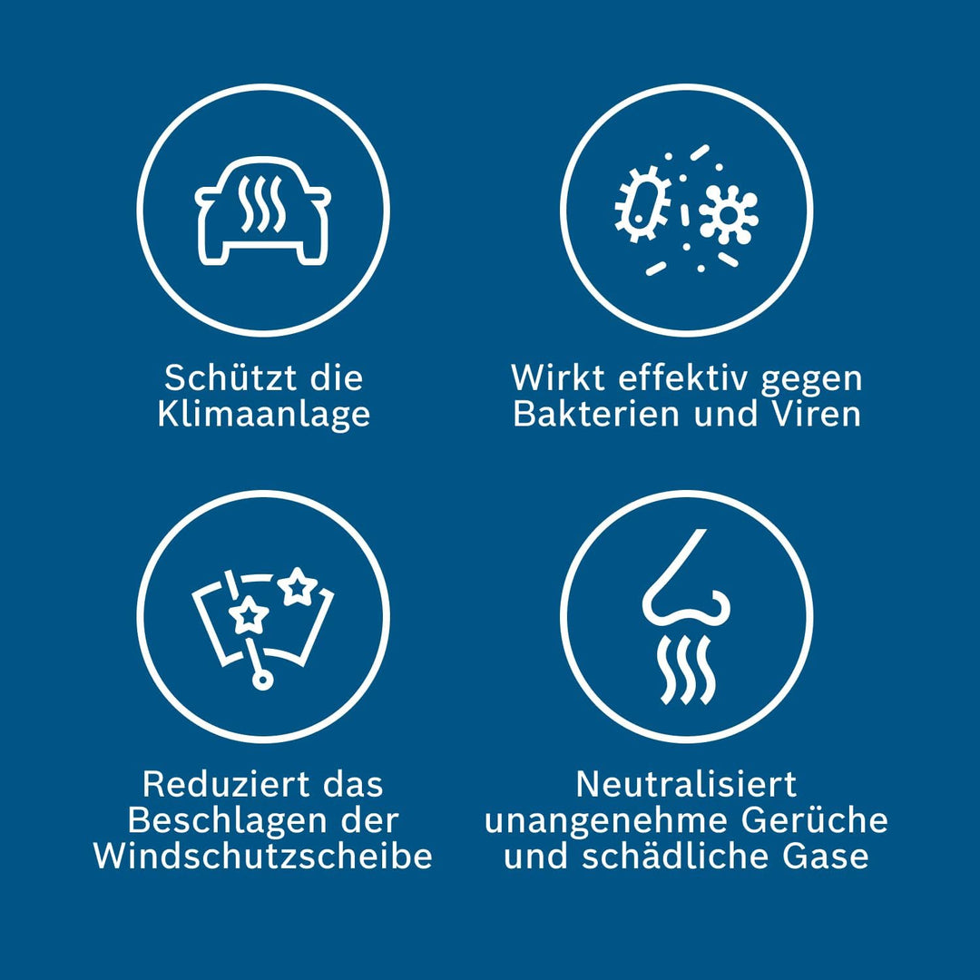 Bosch A8580 - Innenraumfilter FILTER+pro antibakteriell, wirksam gegen übel riechende Gase, Viren, S