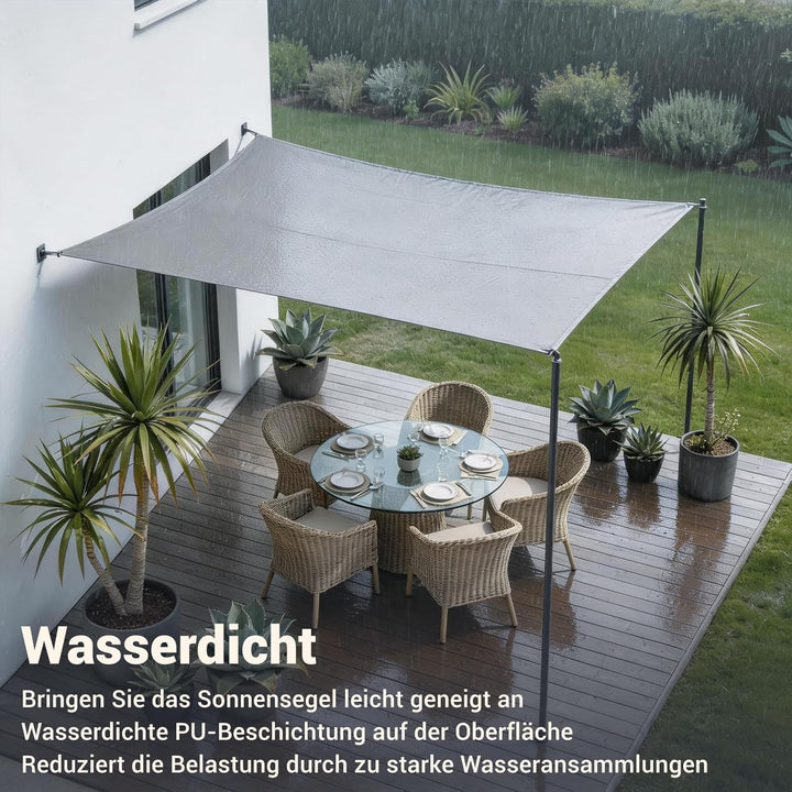 Sonnensegel 3x4m wasserdicht,Sonnenschutz Terrasse,Windschutz Wetterschutz Sonnensegel Rechteckig 42