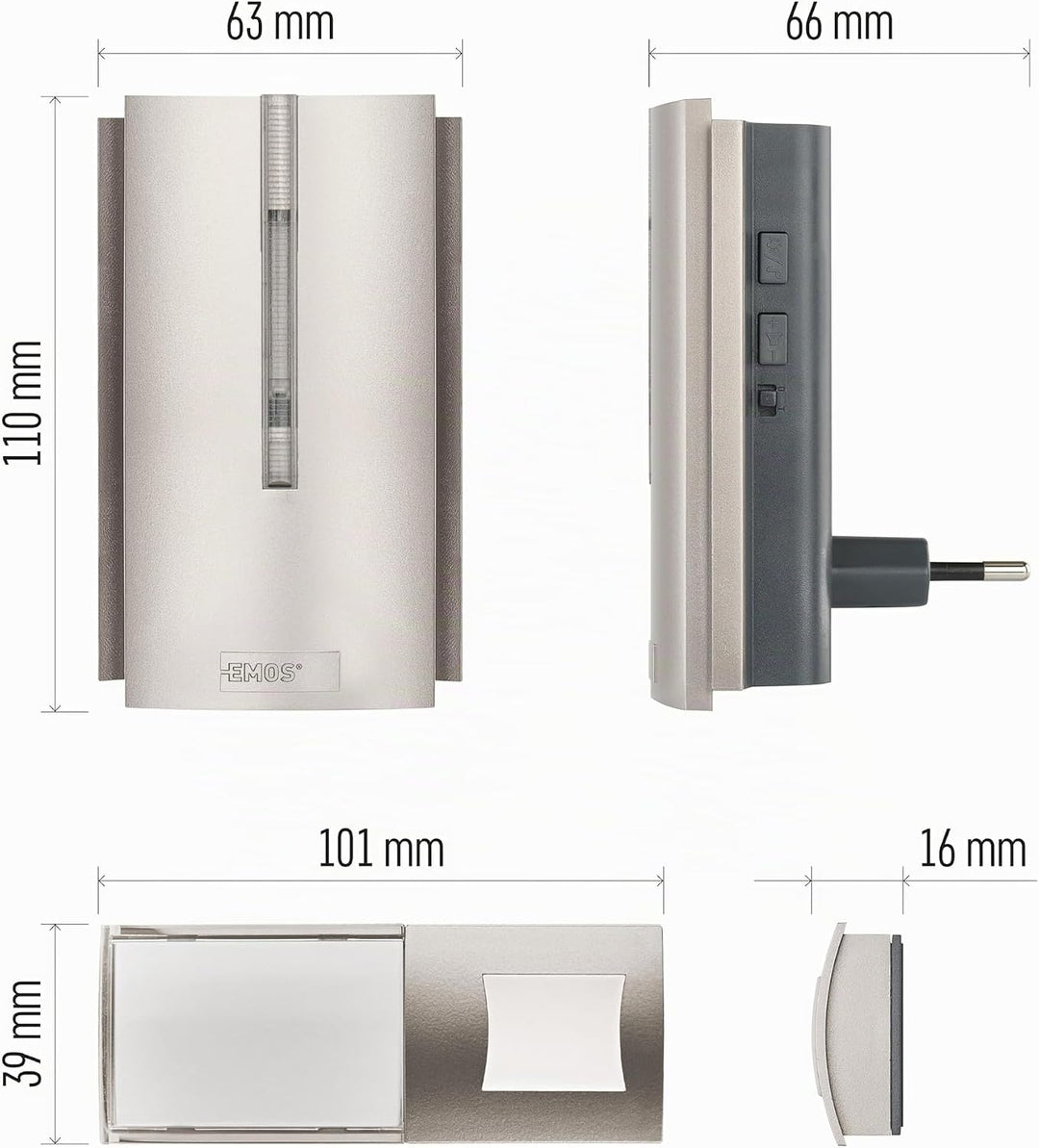 EMOS Kabellose Türklingel/Funkklingel Set mit Repeater Funktion und USB-C-Port - unbegrenzte Reichwe