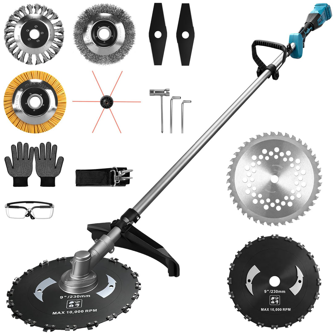 1380W Akku Rasentrimmer Kompatibel mit Makita Akkus 18V | 7-in-1 Akku Freischneider mit Unkrautbürst