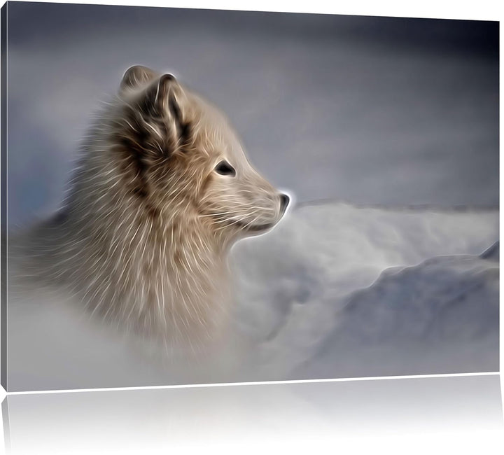 Anmutiger Polarfuchs im Schnee Deluxe Format: 100x70 cm auf Leinwand, XXL riesige Bilder fertig gera