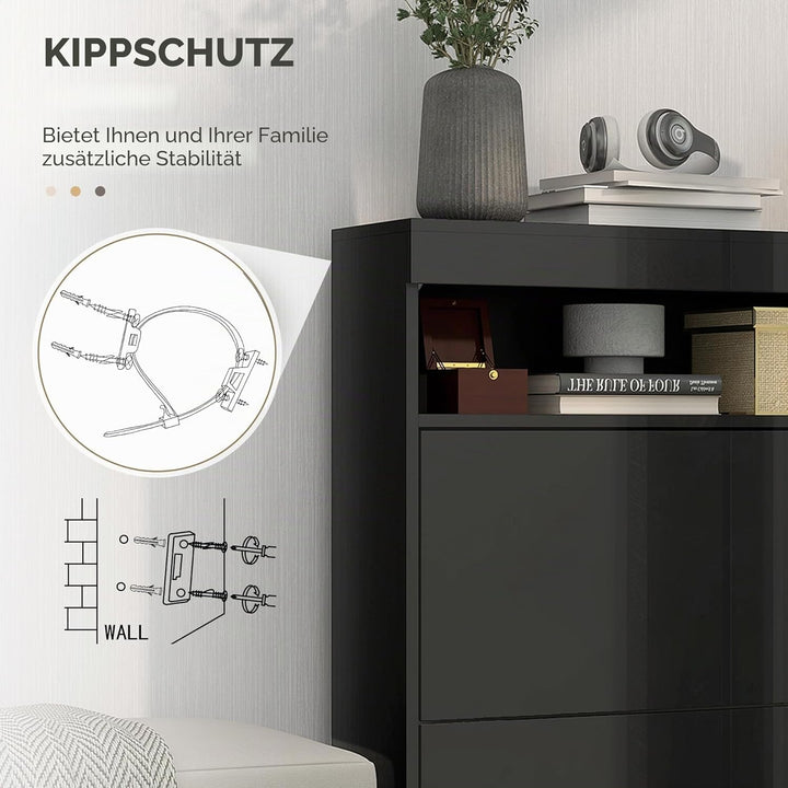 HOMCOM Schmaler Schuhschrank, Wandmontage oder freistehender Schuhschrank mit 2 Klappschubladen und