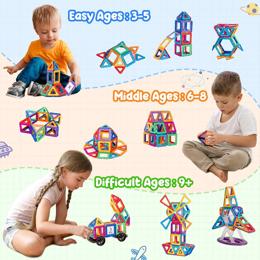 aaczly Magnetische Bausteine 122 Teile Magnet Spielzeug Kinder Montessori Spielzeug Magnetbausteine