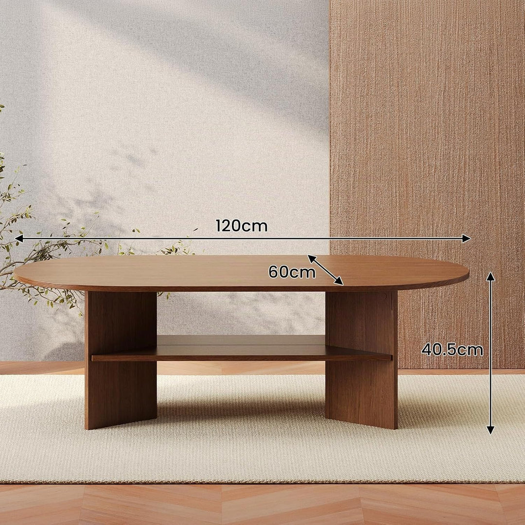 YOUDENOVA Couchtisch Ovaler Beistelltisch Holz Modern Wohnzimmertisch Coffee Table Klein Tisch für W