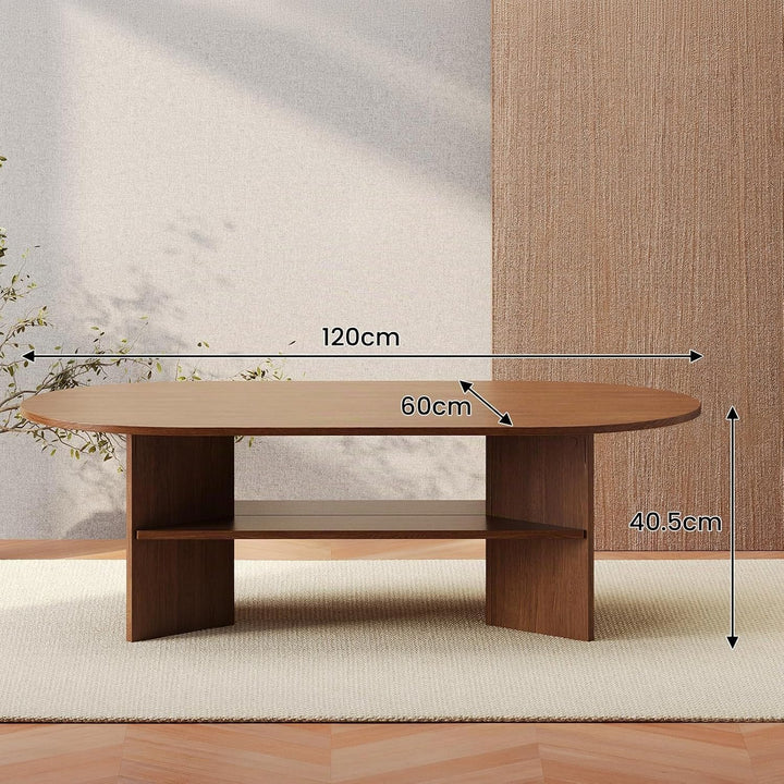 YOUDENOVA Couchtisch Ovaler Beistelltisch Holz Modern Wohnzimmertisch Coffee Table Klein Tisch für W