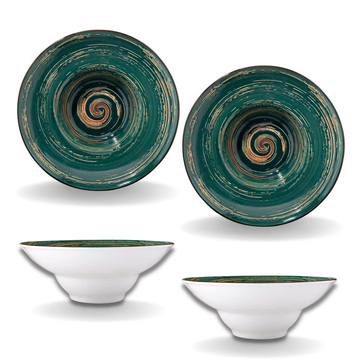 Wilmax | SPIRAL tiefe Teller - 2 Stück | Elegant | Modern | Langlebig | Sicher | Glasiertes Porzella