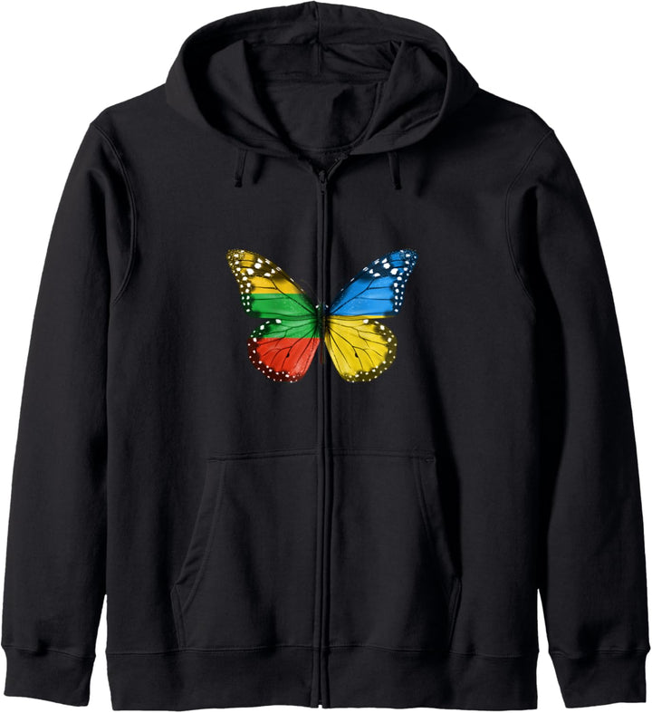 Litauische Ukrainische Flagge Schmetterling Litauen Ukraine Kapuzenjacke