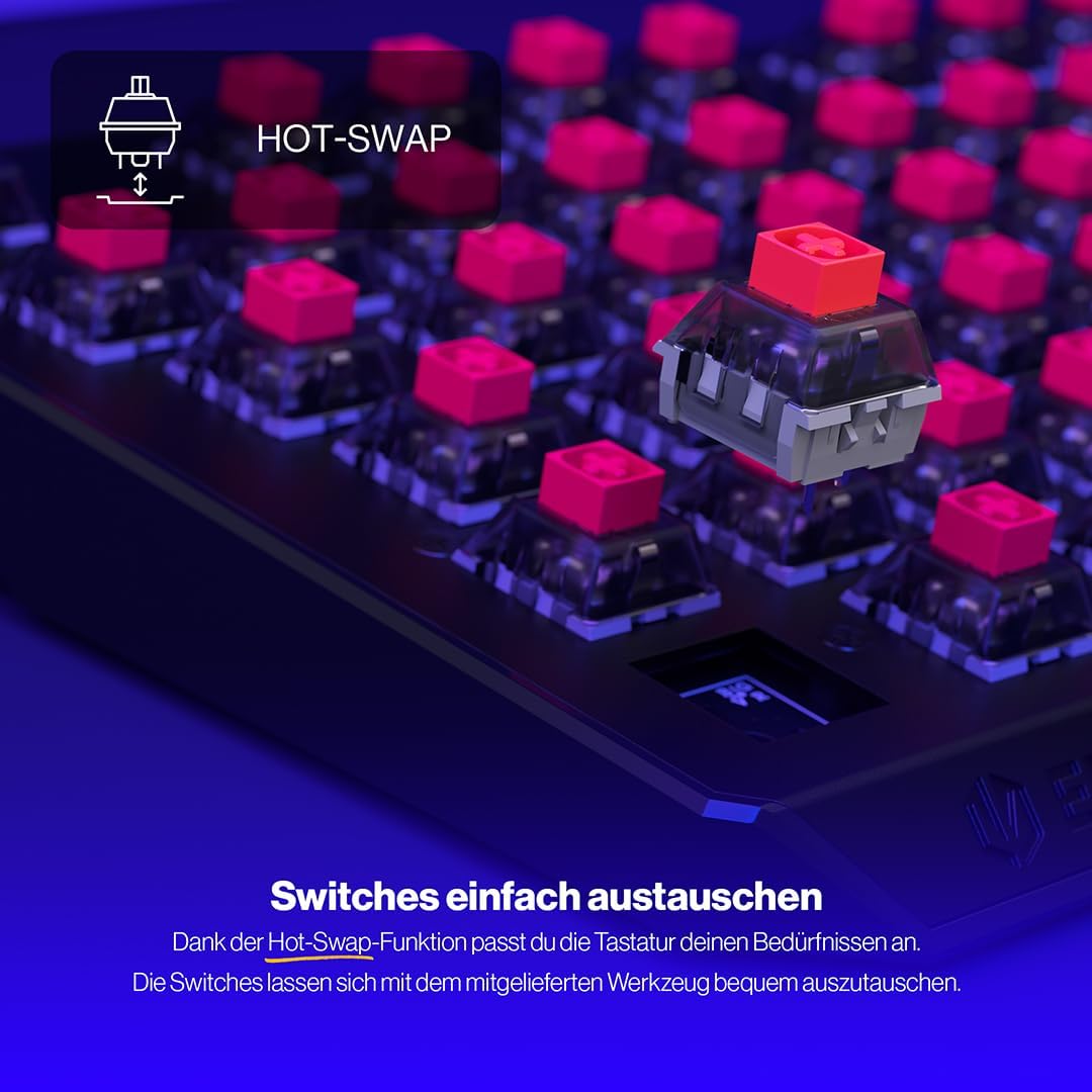 ENDORFY Thock TKL Wireless Red, TKL Wireless Mechanical Keyboard, QWERTY, Kailh Red switches, RGB, P