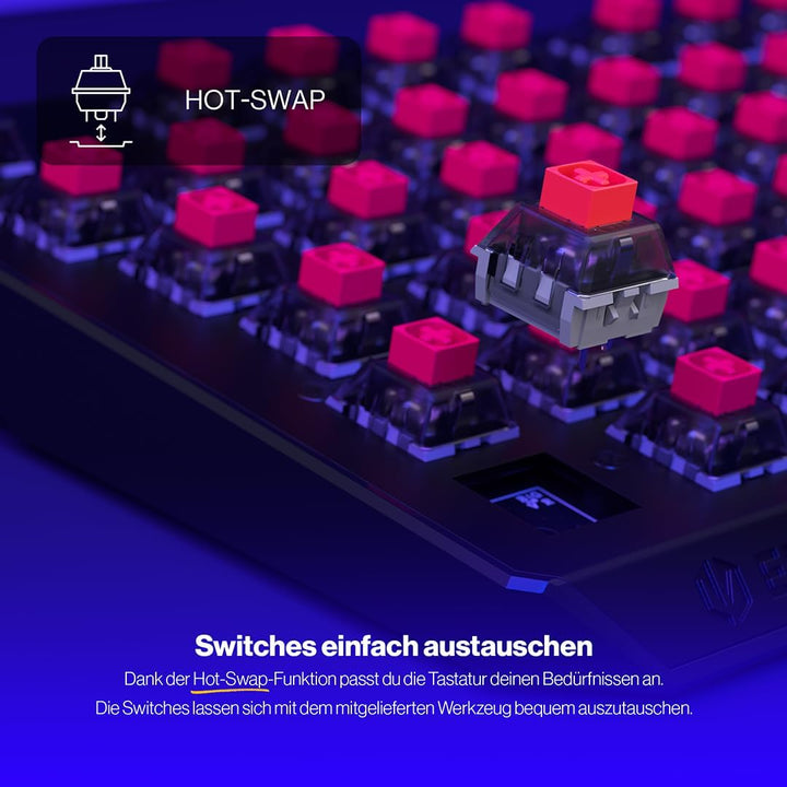 ENDORFY Thock TKL Wireless Red, TKL Wireless Mechanical Keyboard, QWERTY, Kailh Red switches, RGB, P