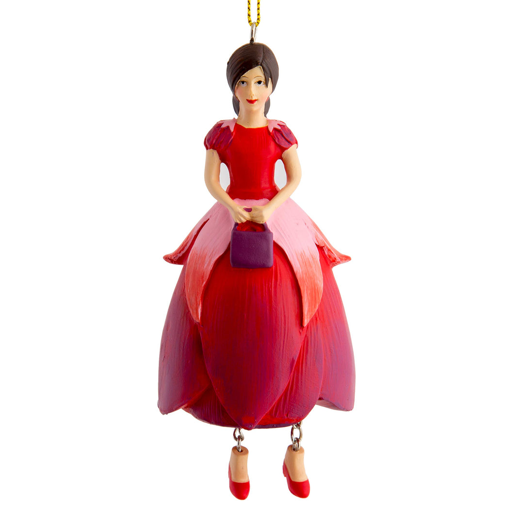 Blumen Mädchen Fuchsie zum Hängen Figur Dekofigur Gartenfigur für den Innenbereich, Fuchsie