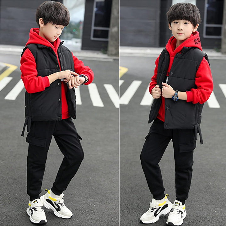 amropi Jungen Hoodie Trainingsanzug Kapuzenpullover Sweatshirt Weste Jogging Hose 3 Stück Kleidungss