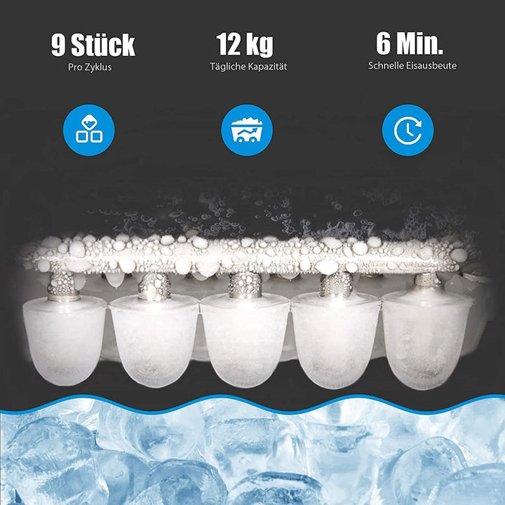 GOPLUS Eiswürfelmaschine, 12kg in 24 Std. Eiswürfelbereiter mit 2 Eiswürfel-Grössen & 2,2 Liter Wass
