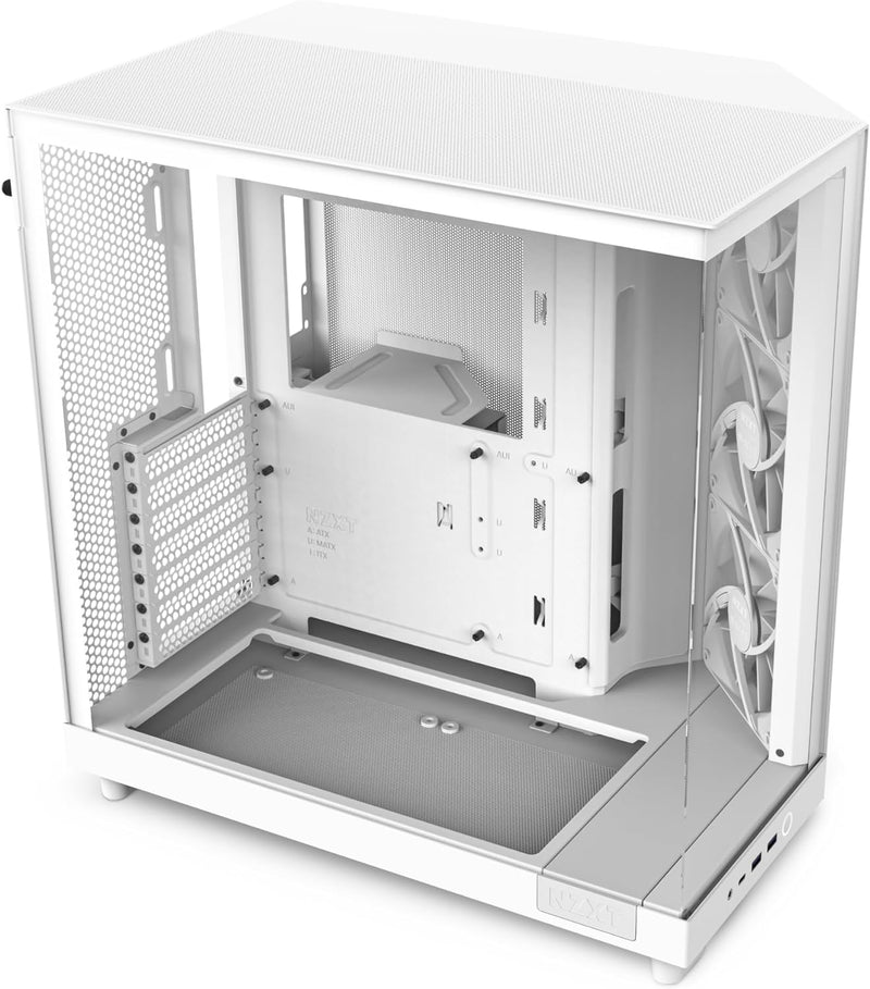 NZXT H6 Flow | CC-H61FW-01 | Kompaktes Mid-Tower Gehäuse mit zwei Kammern | Glaspaneele mit Panorama