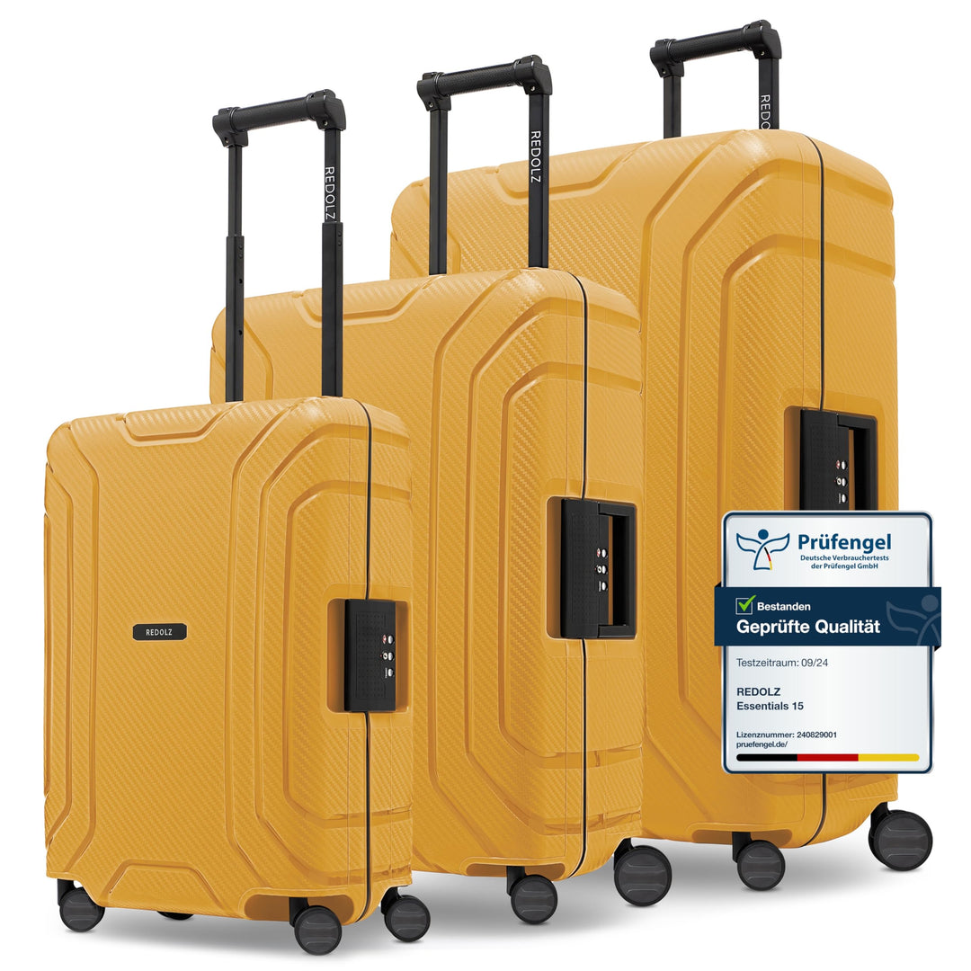 REDOLZ Hartschalen Koffer-Set 3-teilig ohne Reissverschluss | 3-Punkt-Verschluss-System | aus hochwe