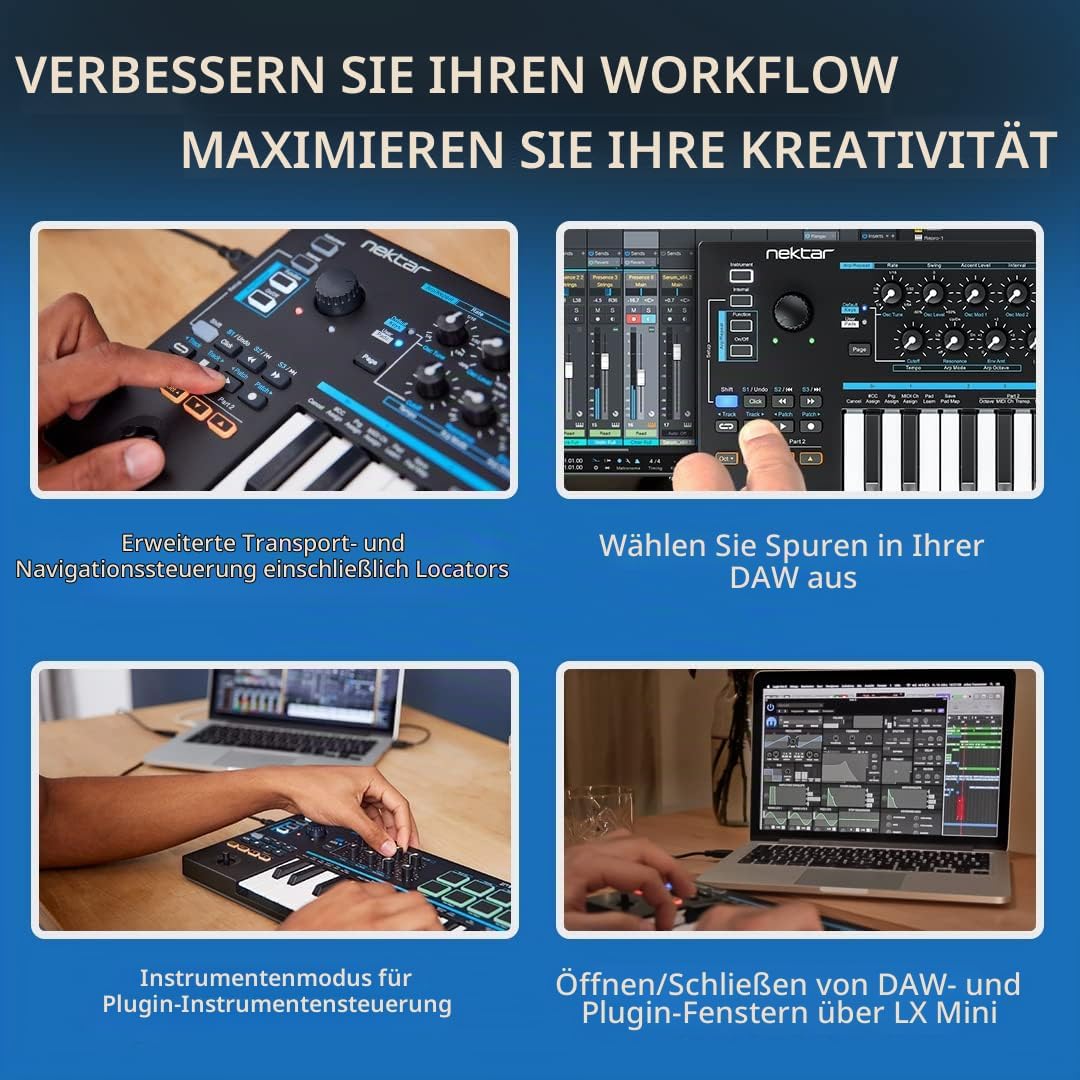 Nektar Impact LX Mini | USB MIDI Controller Keyboard with Nektar DAW Integration, Black