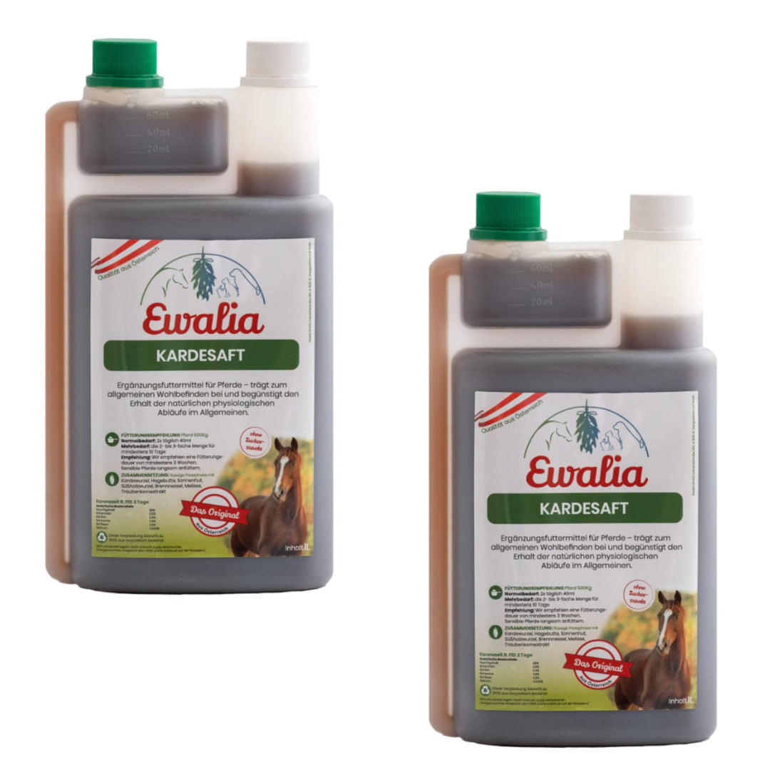 Ewalia Kardesaft für Pferde | Doppelpack | 2 x 1 l | Mit den stärkenden Eigenschaften der Karde | Al