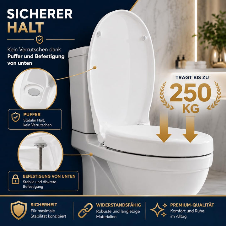 WC-Sitz erhöht 5cm für ältere/behinderte Menschen, WC-Sitzerhöhung Toilettensitz aus Duroplast, leis