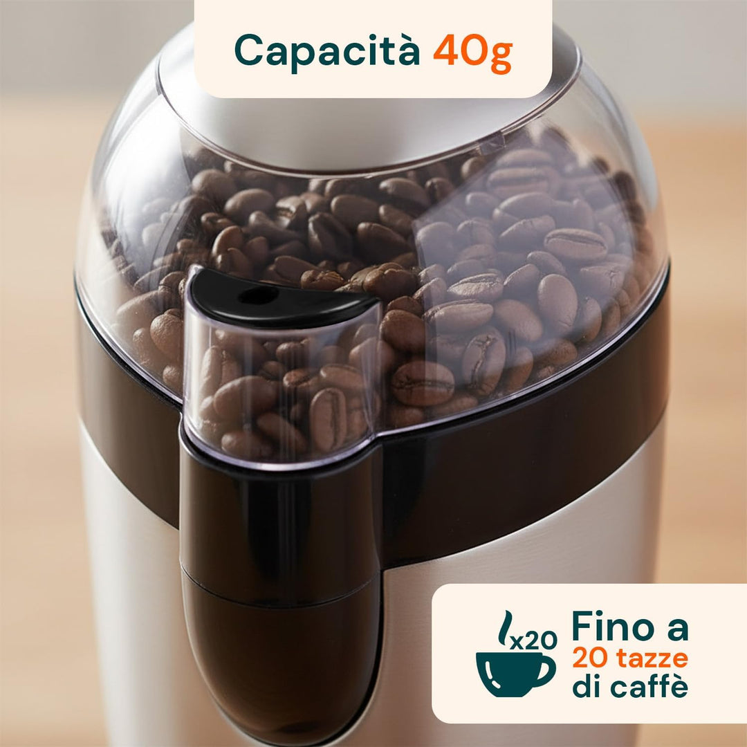 Avilia Trita Kaffeemühle 120 W mit Klingen aus Edelstahl und hygienischem Behälter aus Edelstahl