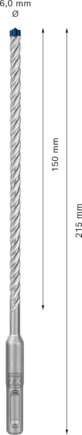 Bosch Professional 10x Expert SDS plus-7X Hammerbohrer (für Stahlbeton, Ø 6,00x215 mm, Zubehör Bohrh