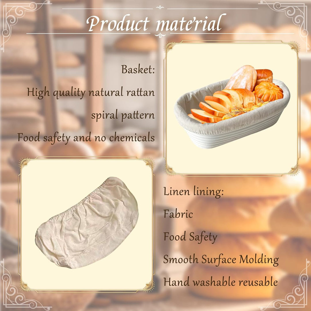 Gärkorb länglich,17 * 12 * 6cm Ovaler Brotkorb,Gärkorb，Oval Proofing Basket Set,Ovales Gärkörbchen,3