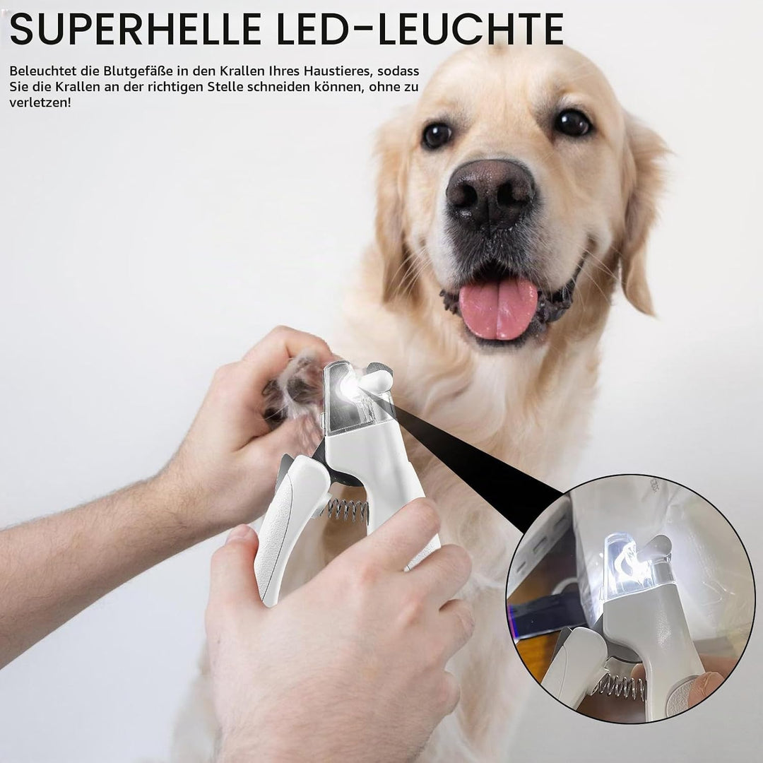 GOMETY Profi LED Hunde &amp; Katzen Nagelknipser: Ergonomischer Griff, Sicherheitsverriegelung, für Mitt