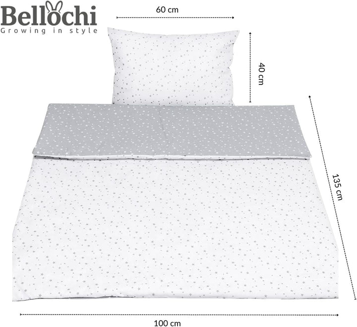 Bellochi Kinderbettwäsche 100x135 aus 100% Baumwolle, Kinderbettdecke 100x135 Set mit Kissen, Kinder