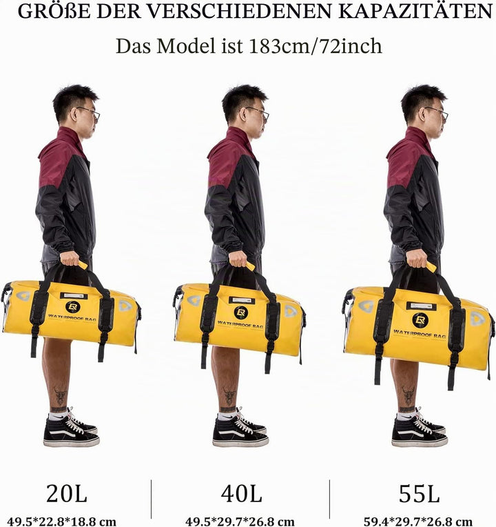 ROCKBROS Motorradtasche Gepäckrolle Hecktasche 100% Wasserdicht Motorrad Satteltasche mit Schultergu