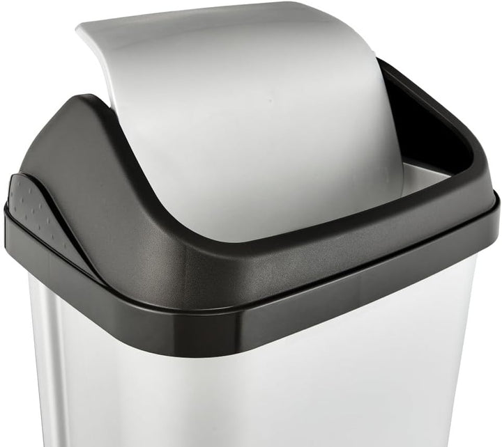 keeeper swantje 2x Mülleimer mit Schwingdeckel, 25 l, 33,5 x 25,5 x 53,5 cm, Light Silver Hell-Silbe