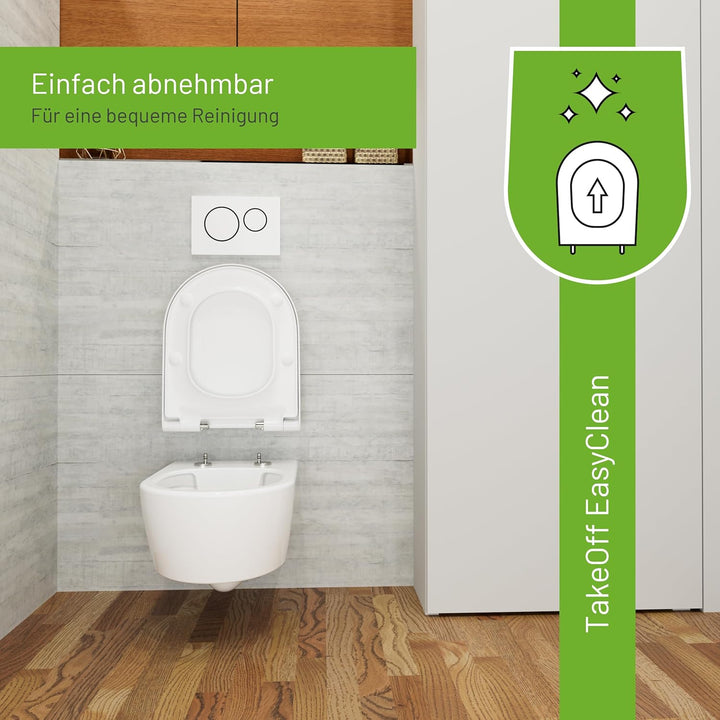 LUVETT® D350 Toilettendeckel mit Absenkautomatik D Form Weiss - SoftClose Klodeckel Abnehmbar - Klob